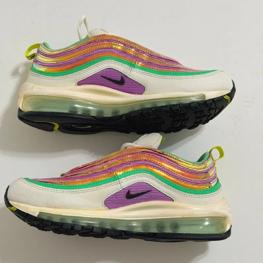Nike Air Max 97 White Electro Green Fuchsia Glow Sneakers Womens 7 Multicolor